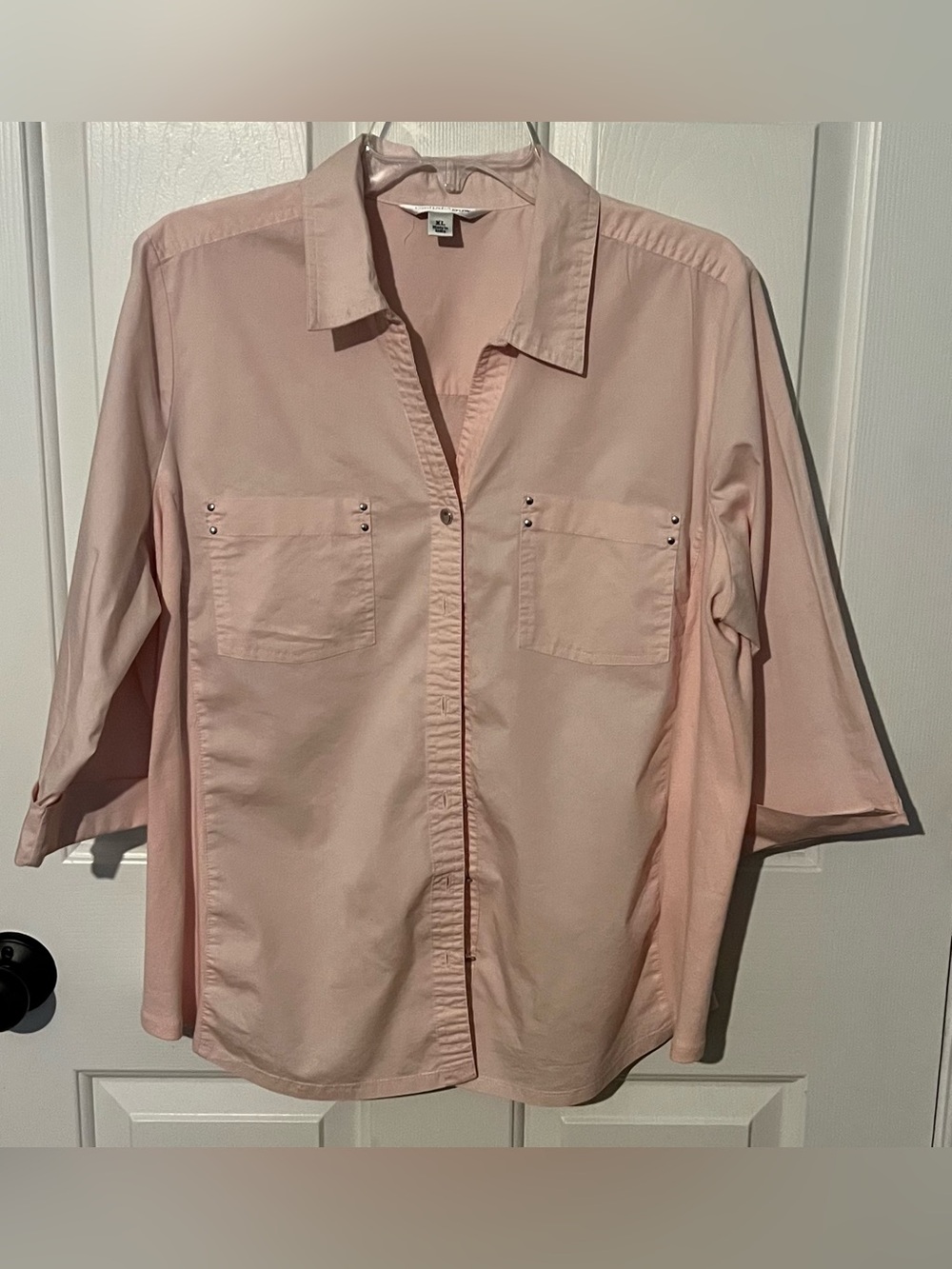 Croft & Barrow Pink Studded Utility Button Down Blouse XL